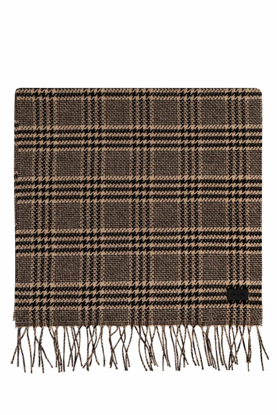 Saint Laurent BROWN Silk-cashmere checked scarf