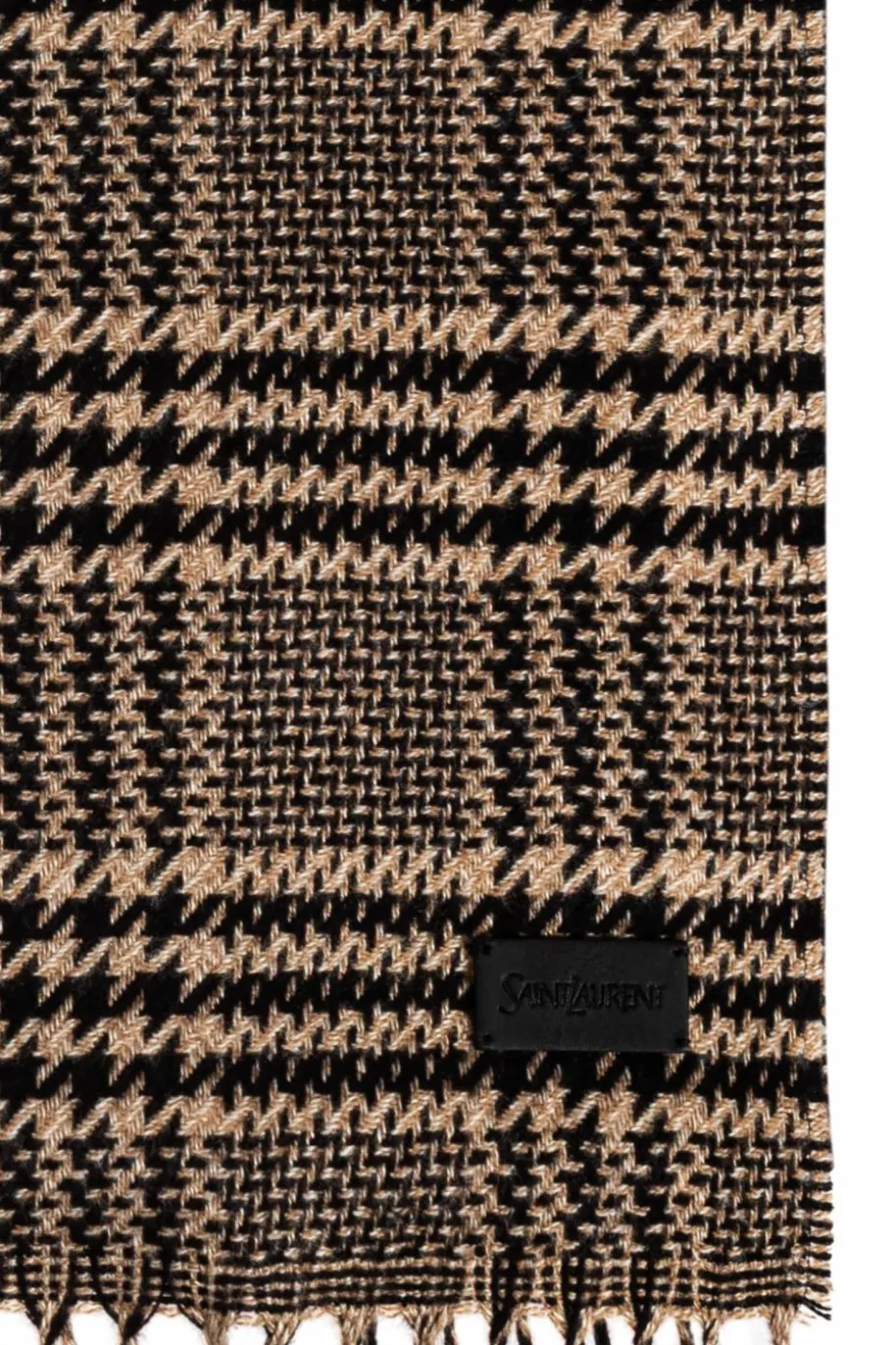 Saint Laurent BROWN Silk-cashmere checked scarf