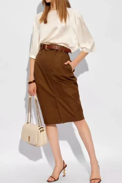 Saint Laurent BROWN Skirt with a belt