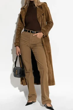 Saint Laurent BROWN Suede double-breasted coat