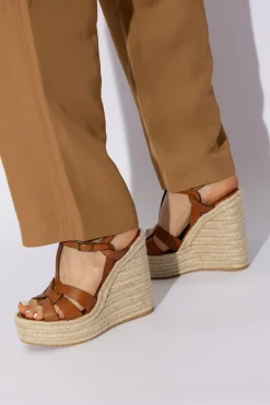 Saint Laurent BROWN ‘Tribute’ wedge sandals
