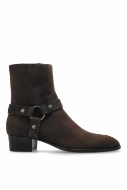 Saint Laurent BROWN Wyatt heeled ankle boots