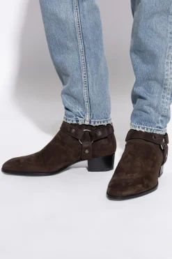 Saint Laurent BROWN Wyatt heeled ankle boots