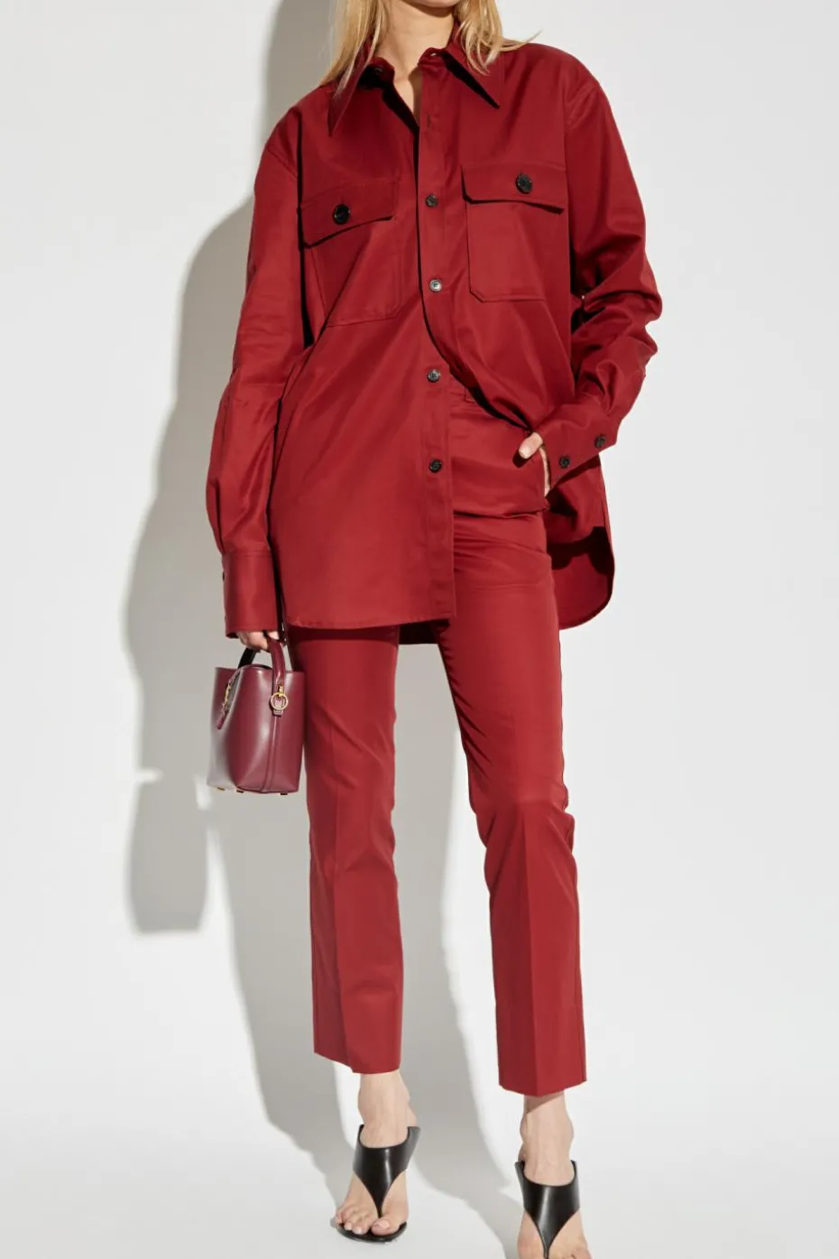 Saint Laurent BURGUNDY Cotton shirt with pockets