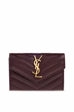 Saint Laurent BURGUNDY Leather wallet with logo