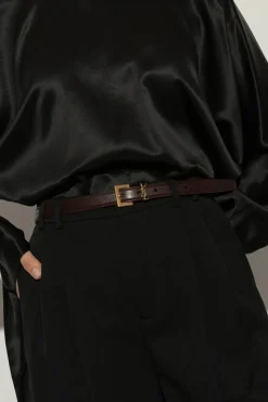 Saint Laurent BURGUNDY Leather belt