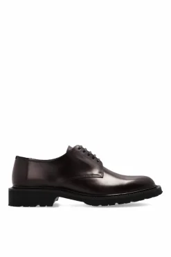 Saint Laurent BURGUNDY Leather 'Army' derby shoes