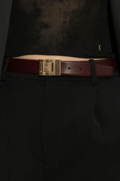Saint Laurent BURGUNDY Leather belt