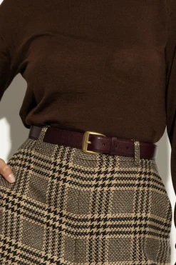 Saint Laurent BURGUNDY Leather belt