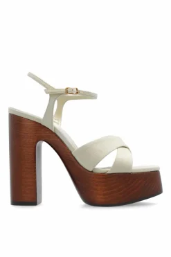 Saint Laurent cream āBiancaā platform sandals
