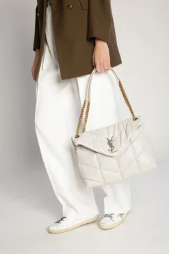 Saint Laurent cream ‘Loulou Puffer’ shoulder bag