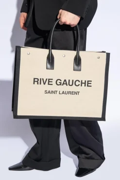 Saint Laurent cream ‘Rive Gauche Large’ shopper bag