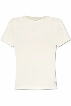 Saint Laurent cream T-shirt with logo patch