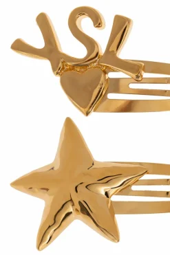 Saint Laurent GOLD Hair clips with logo