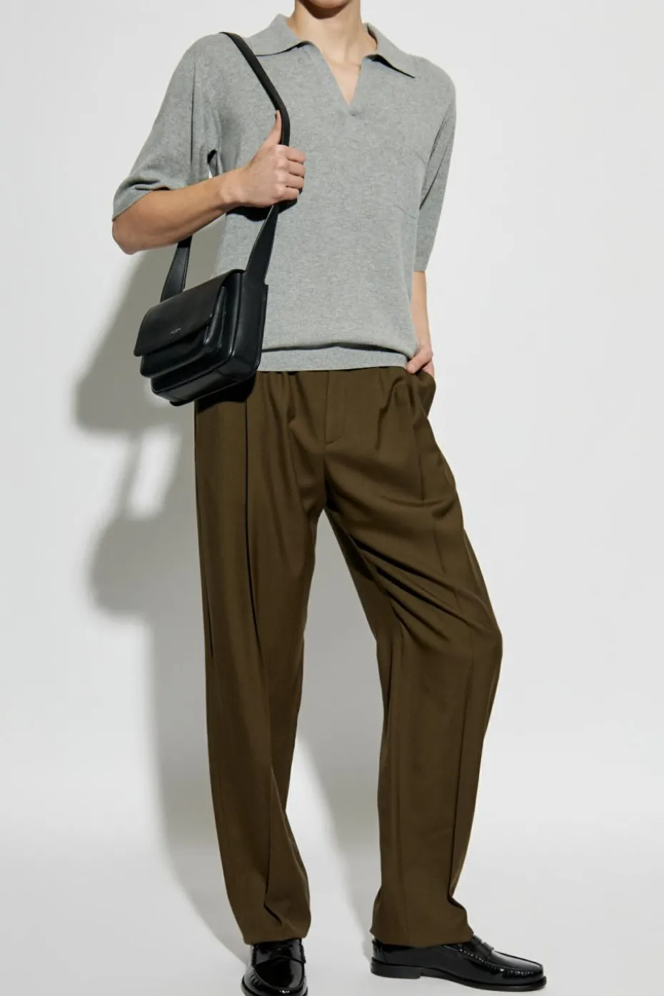 Saint Laurent GREEN Wool pants with creases