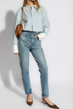 Saint Laurent light blue Striped shirt