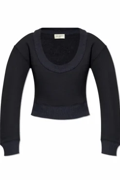Saint Laurent NAVY BLUE Sweater with a round neckline