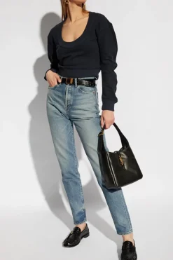 Saint Laurent NAVY BLUE Sweater with a round neckline