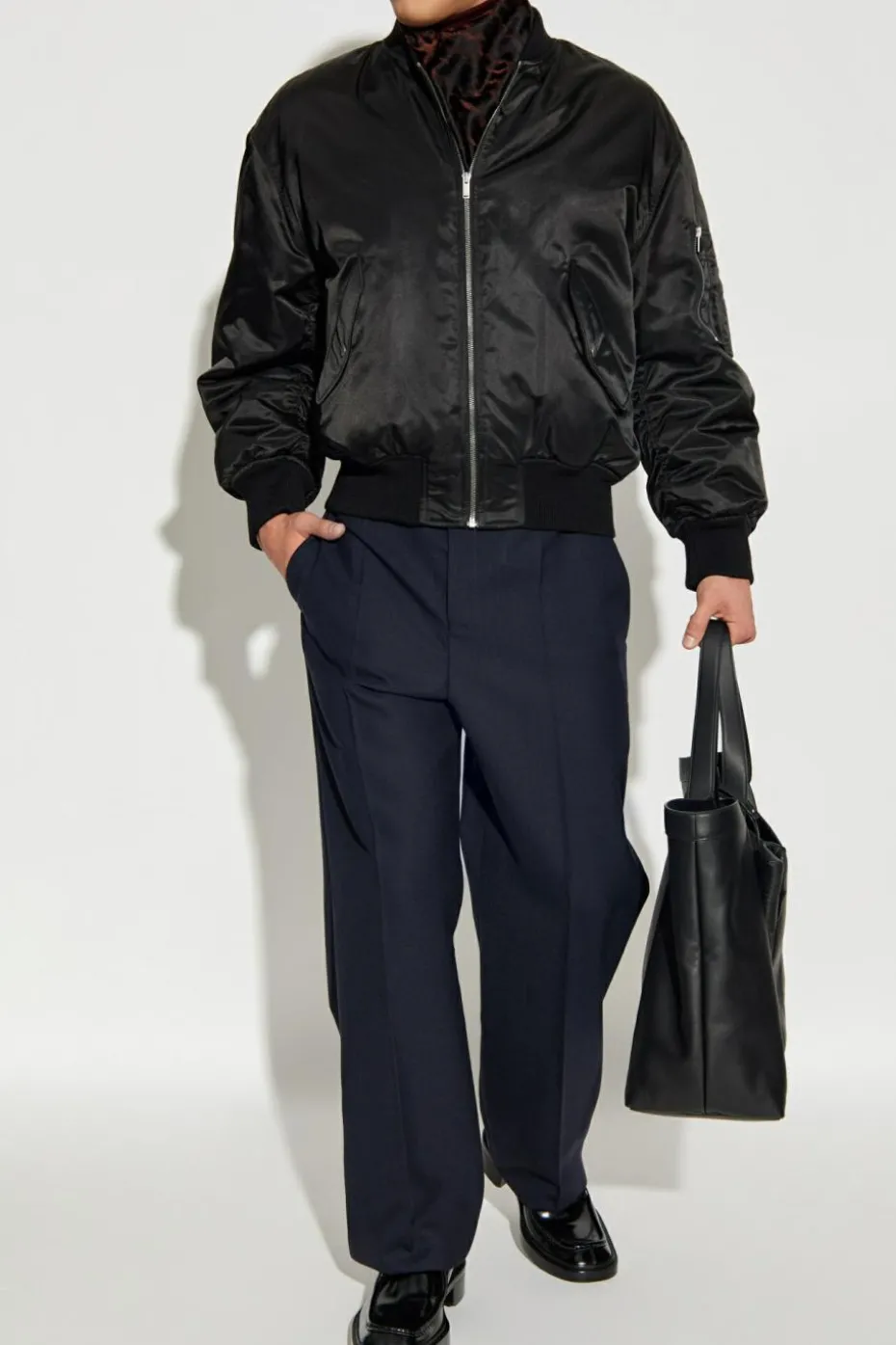 Saint Laurent NAVY BLUE Wool pleated trousers