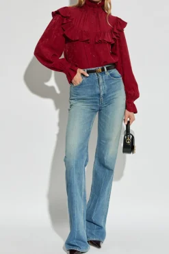 Saint Laurent RED Shirt with floral motif