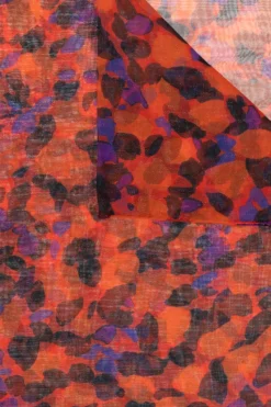 Saint Laurent RED Silk shawl with floral motif