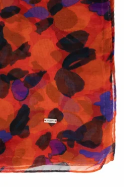 Saint Laurent RED Silk shawl with floral motif