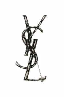 Saint Laurent SILVER Logo brooch