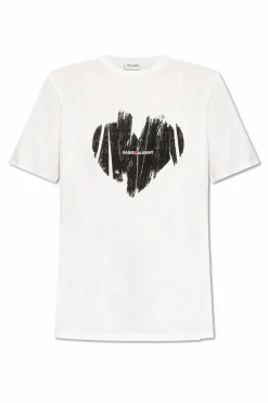 Saint Laurent WHITE Logo-printed T-shirt