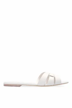 Saint Laurent WHITE ‘Tribute’ leather slides
