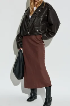 Samsøe Samsøe BROWN Linen skirt `Saagneta`