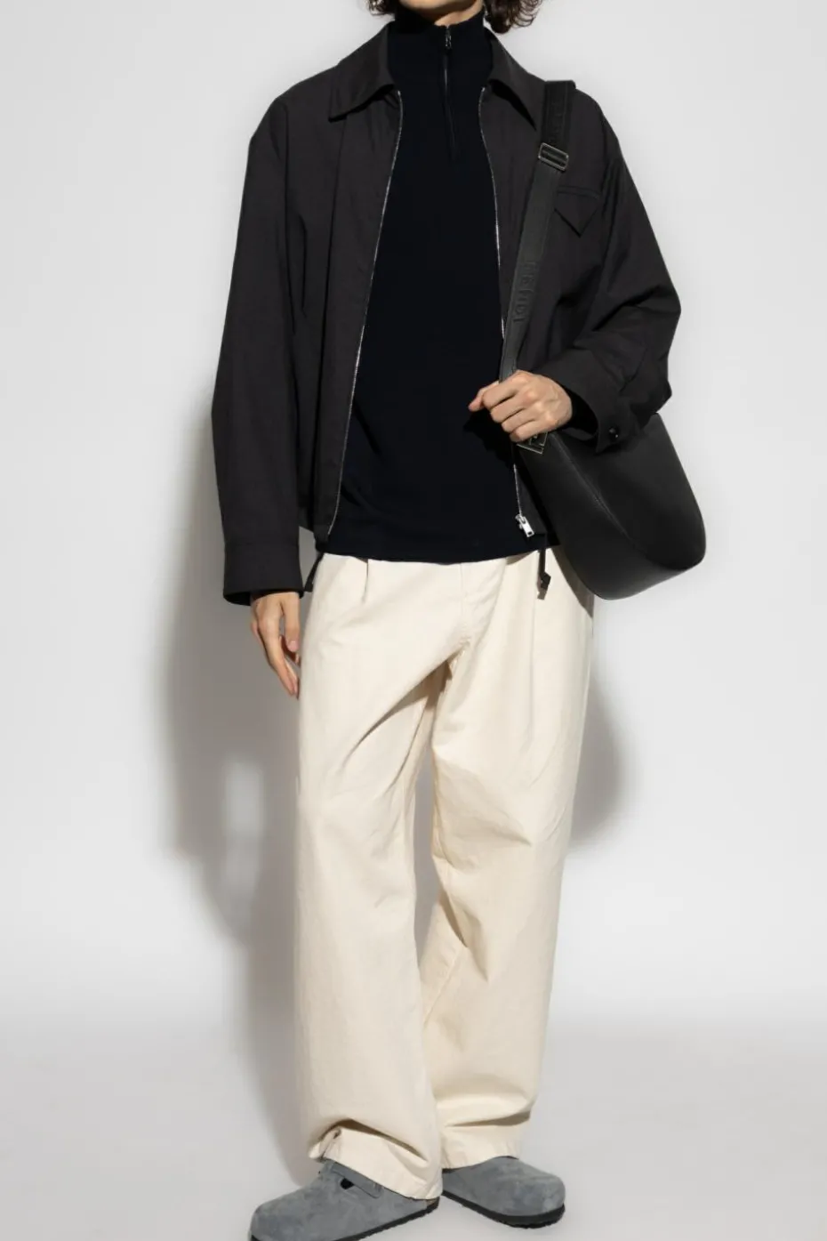 Sease NAVY BLUE Wool sweater with stand-up collar