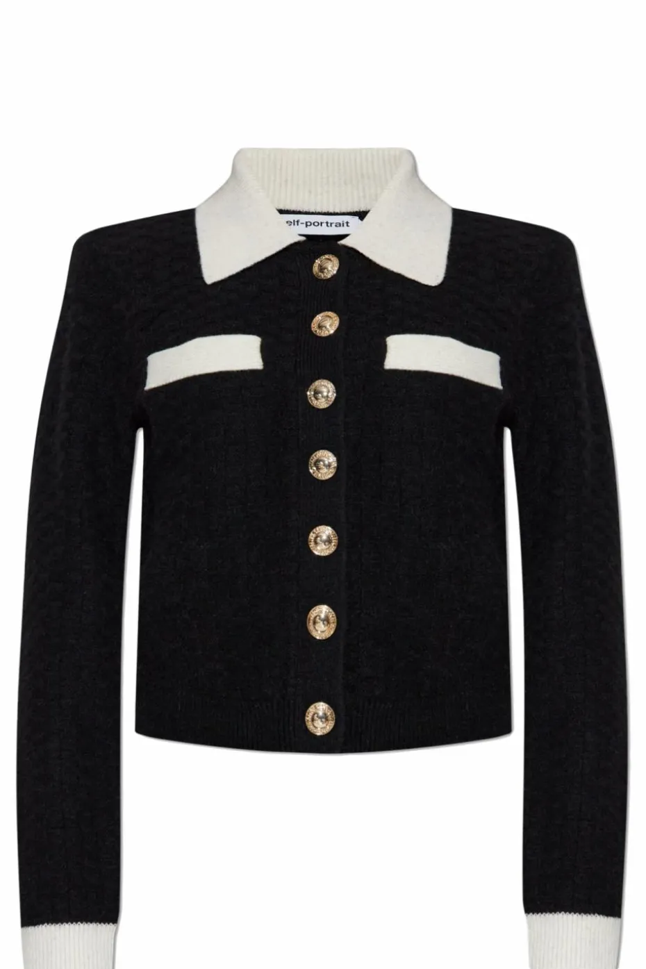 Self-Portrait BLACK Cardigan with pockets