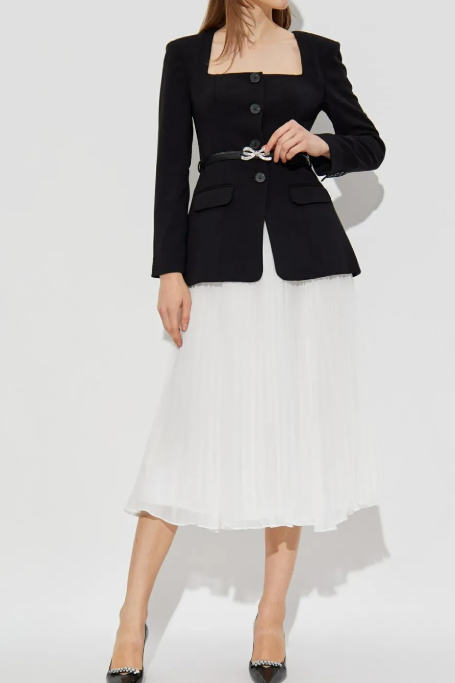 Self-Portrait BLACK Dress with pleated skirt