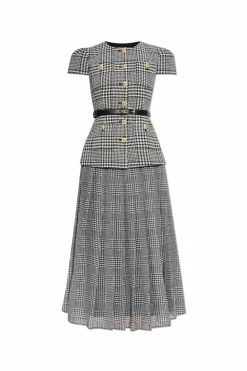 Self-Portrait BLACK Dress with houndstooth pattern