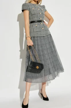 Self-Portrait BLACK Dress with houndstooth pattern