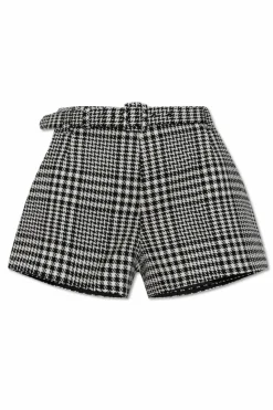 Self-Portrait BLACK Houndstooth pattern shorts