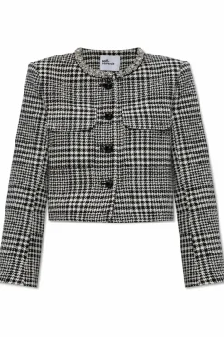 Self-Portrait BLACK Jacket with houndstooth pattern