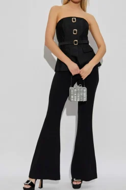 Self-Portrait BLACK Off-the-shoulder jumpsuit