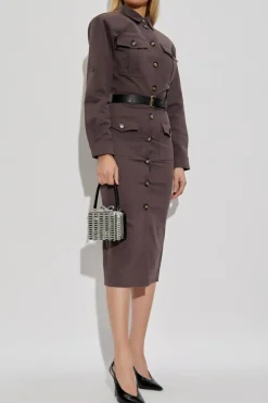 Self-Portrait BROWN Dress with a waist belt