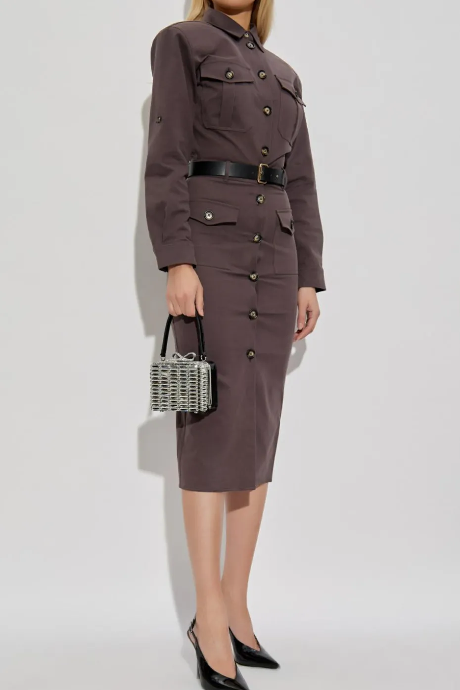 Self-Portrait BROWN Dress with a waist belt