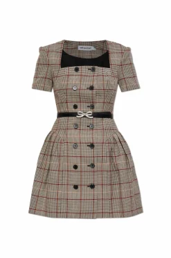 Self-Portrait BROWN Dress with a check pattern