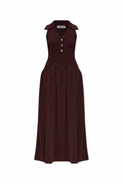Self-Portrait BROWN Ribbed sleeveless dress