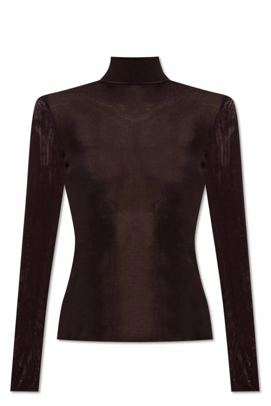 Self-Portrait BROWN Slightly transparent turtleneck