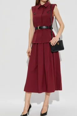 Self-Portrait BURGUNDY Dress with belt