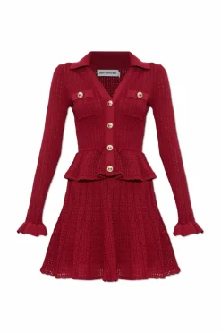 Self-Portrait BURGUNDY Peplum dress
