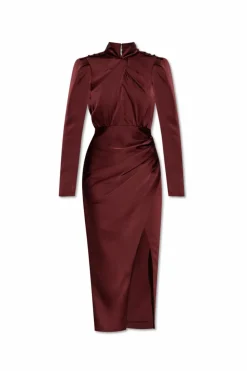 Self-Portrait BURGUNDY Satin dress