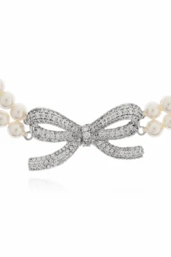 Self-Portrait cream Bracelet with shimmering crystals