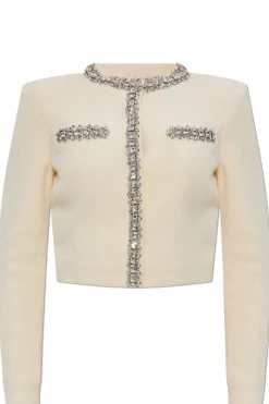 Self-Portrait cream Cardigan with appliqués