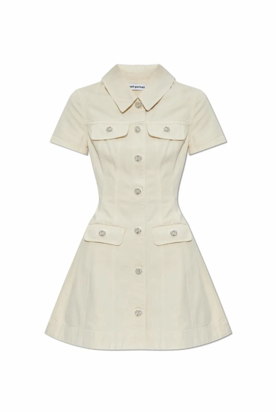 Self-Portrait cream Denim dress