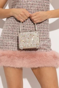 Self-Portrait cream Handbag with shimmering embellishments